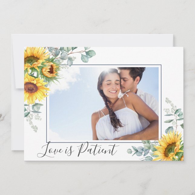 Convite Mudança de planos Amor é Paciente Adiado Casamento (Frente)