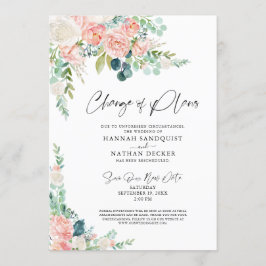 Convite Mudança de planos de casamento floral rosa desbota