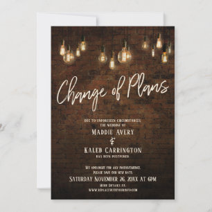 Convite Mudança de planos Edison adia casamento iluminado