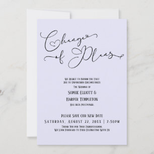 Convite Mudança de Planos, Elegante Novo Data de Casamento
