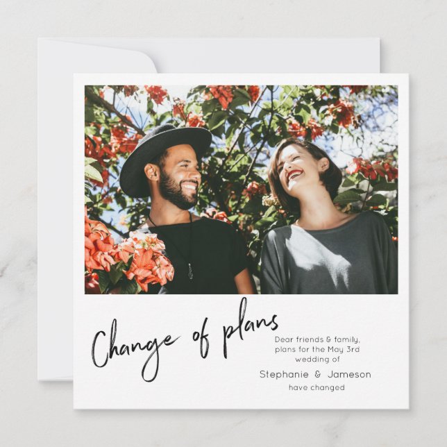 Convite Mudança de Planos Instantâneo de Foto & Tipografia (Frente)