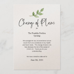 Convite Mudança de Planos Negócios Evento Pessoal COVID 19