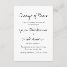 Convite Mudança de Planos Reprogramar Casamento ou Evento 