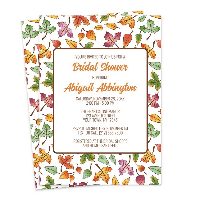 Convite Mudando Chá de panela de Folhas (Changing Leaves Fall Bridal Shower Invitations from Artistically Invited on Zazzle.)