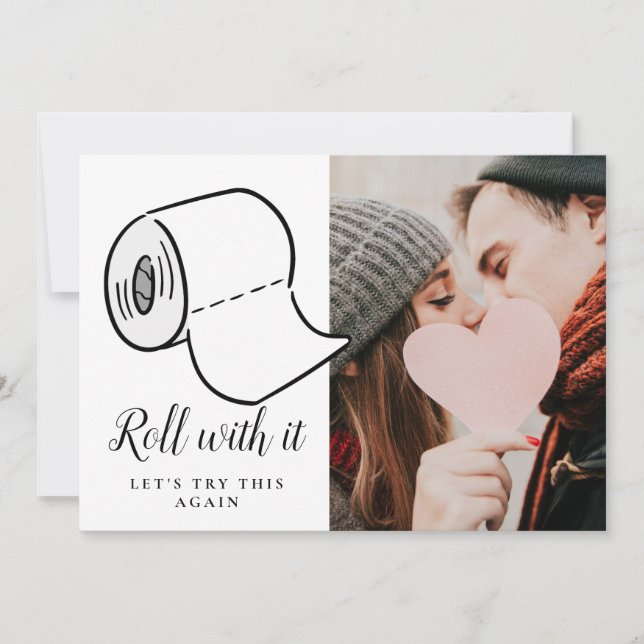 Convite Mudar a Data Foto Casamento Adiado Evento  (Frente)