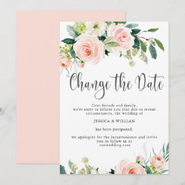 Convite Mudar a Data Rosas Coradas Casamento Adiado
