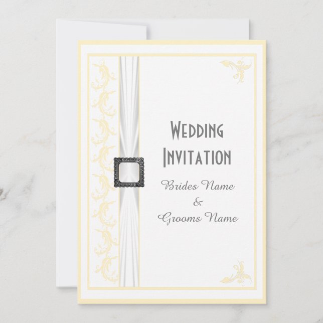 Convite Mudar para qualquer casamento tradicional branco (Frente)