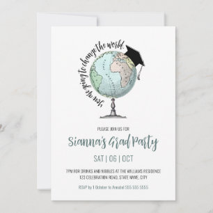 Convite Mude a Invi (World Simple Minimalist Graduation)