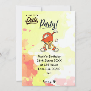 Convite Muito engraçado na festa de Tênis da Mesa de dabbi