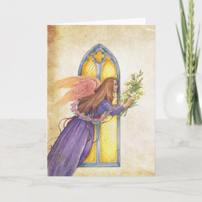 Convite Muito obrigado com Angel e Buquê (Frente)