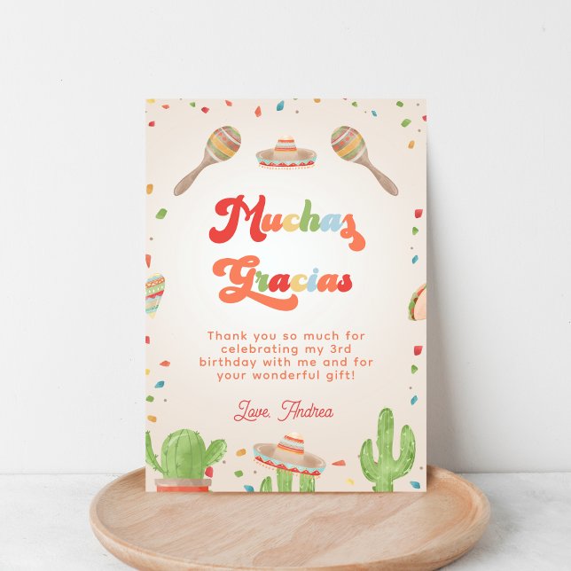 Convite Muito obrigado pelo aniversário infantil Fiesta Gr (Criador carregado)