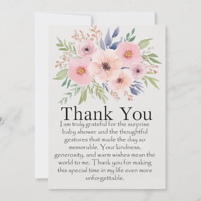 Convite Muito obrigado pelo chá de fraldas surpresa. (Frente)