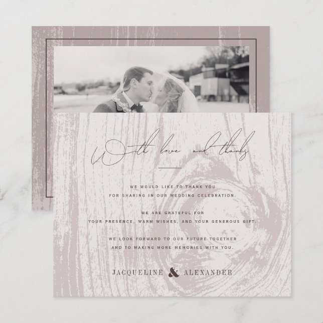 Convite Muito Obrigado Rustico Grão de Madeira Outono Casa (Frente/Verso)