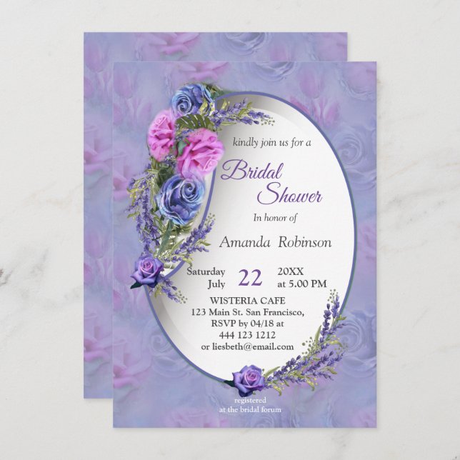 Convite Muito peri Aquarela,Rosas,Tulipas (Frente/Verso)