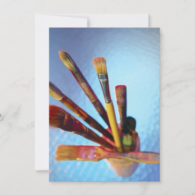 Convite Muitos Pincéis De Tinta Usados (Frente)