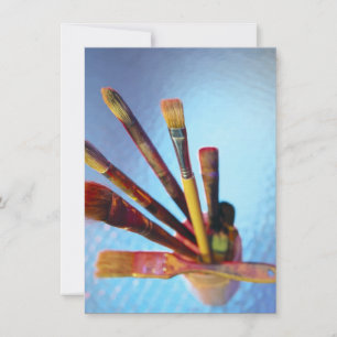 Convite Muitos Pincéis De Tinta Usados