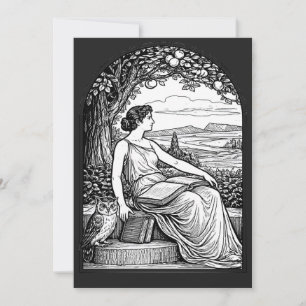 Convite Mulher Art Nouveau Vintage Lendo Debaixo da Árvore