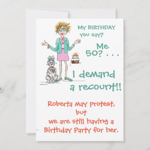 Convite Mulher Assertiva Exige um desenho animado de 50 an