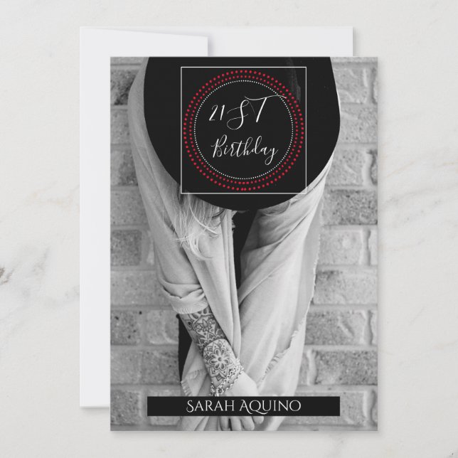 Convite Mulher Boêmia Em Chapéu Com aniversário de 21 anos (Frente)