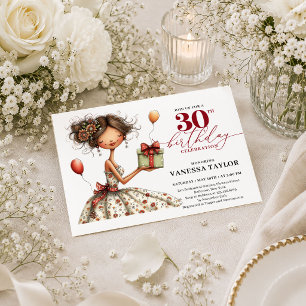 Convite Mulher Chic e Excêntrica Aniversário de 30 anos Bu