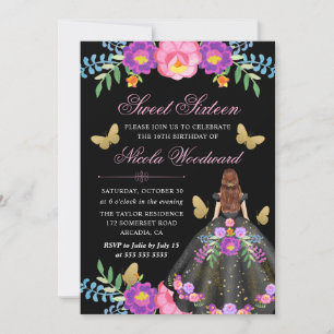 Convite Mulher de Cabelo Vermelho em Vestido Floral Mexica