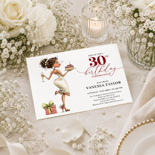 Convite Mulher de Desenho Moderno Aniversário de 30 anos G