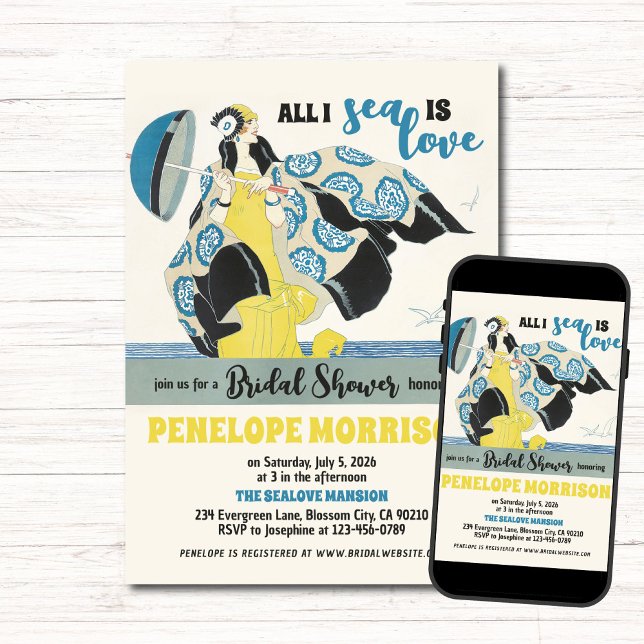 Convite Mulher do Art Deco Apaixonada pelo Chá de panela d (Criador carregado)