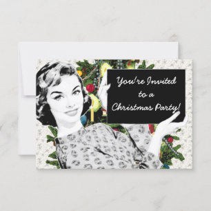 Convite Mulher dos anos 50 com sinal de Natal