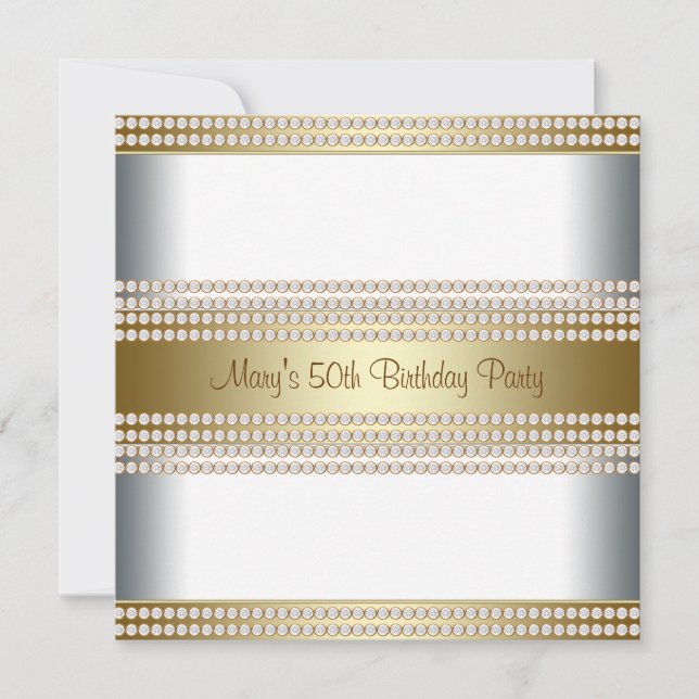 Convite Mulher Dourada 50ª Festa de aniversário (Frente)