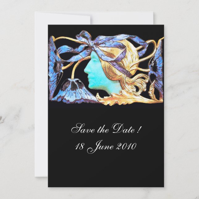 CONVITE MULHER ELEGÂNCIA BELA JOIA /SENHORA, LAÇO AZUL, FL (Frente)