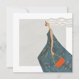 Convite Mulher Elegante Carta de Arte de Ilustração de Mod