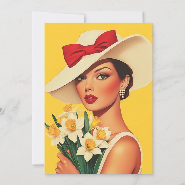 Convite Mulher Elegante com Daffodils (Frente)