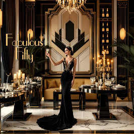 Convite Mulher Elegante Fabulosa de 50 anos nos anos 1920 