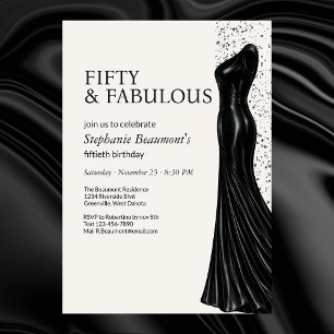 Convite Mulher Elegante Vestido Preto Fabuloso Aniversário