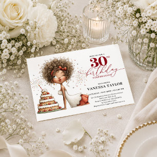 Convite Mulher Engraçada Aniversário de 30 anos Marsala Sc