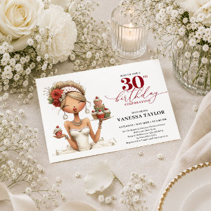 Convite Mulher Engraçada Elegante Aniversário de 30 anos R