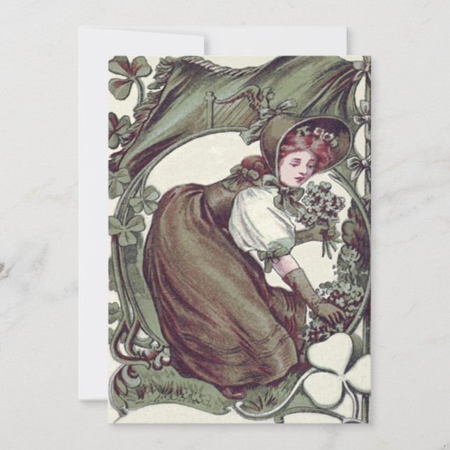 Convite Mulher Escolhendo Shamrocks Shamrock (Frente)