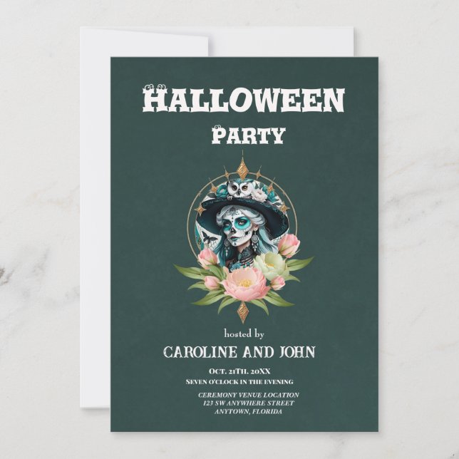 Convite Mulher espantosa com uma espantosa maquiagem do cr (Frente)