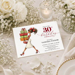 Convite Mulher Excêntrica Aniversário de 30 anos Vermelho