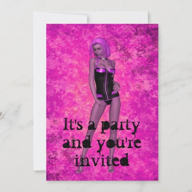 Convite Mulher fantasia de Punk rave (Frente)