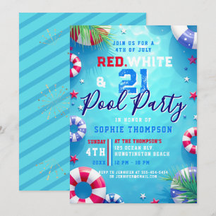 Convite Mulher Festa de Aniversário de 21 Anos no Pool no