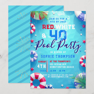 Convite Mulher Festa de Aniversário de 40 Anos no Pool no