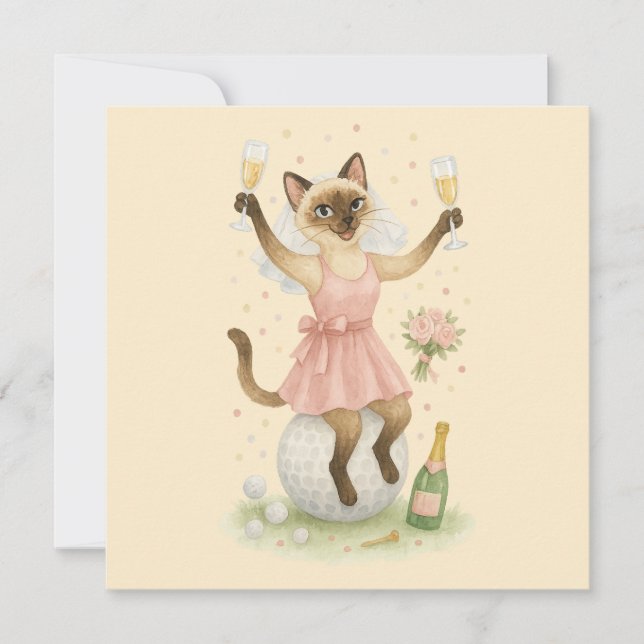 Convite Mulher golfista Save the Date Noiva Despedida  (Frente)