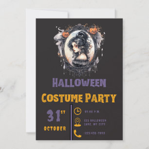 Convite Mulher Gótica Espelho Vitoriano Preto Halloween
