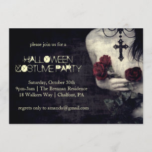 Convite Mulher Gótica Spooky Convide Festa de Halloween