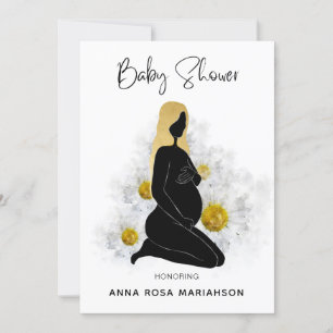 Convite *~* Mulher Grávida Grávida Dourada Preta