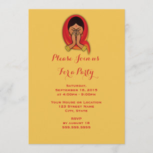 Convite Mulher hindu no Partido Térgico de Cola de Namaste