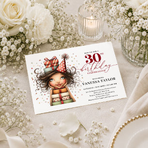 Convite Mulher Humor Elegante Aniversário de 30 anos Rótul
