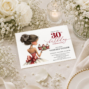 Convite Mulher Humor Elegante Aniversário de 30 anos Verme