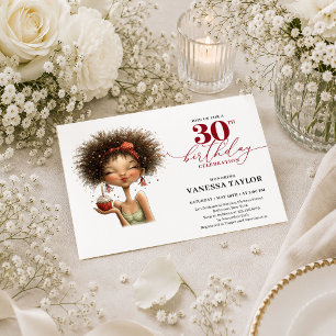 Convite Mulher Humor Sofisticado Aniversário de 30 anos Fe
